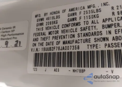 2018 Acura Tlx Advance Pkg from USA, damaged, VIN 19UUB2F79JA007358